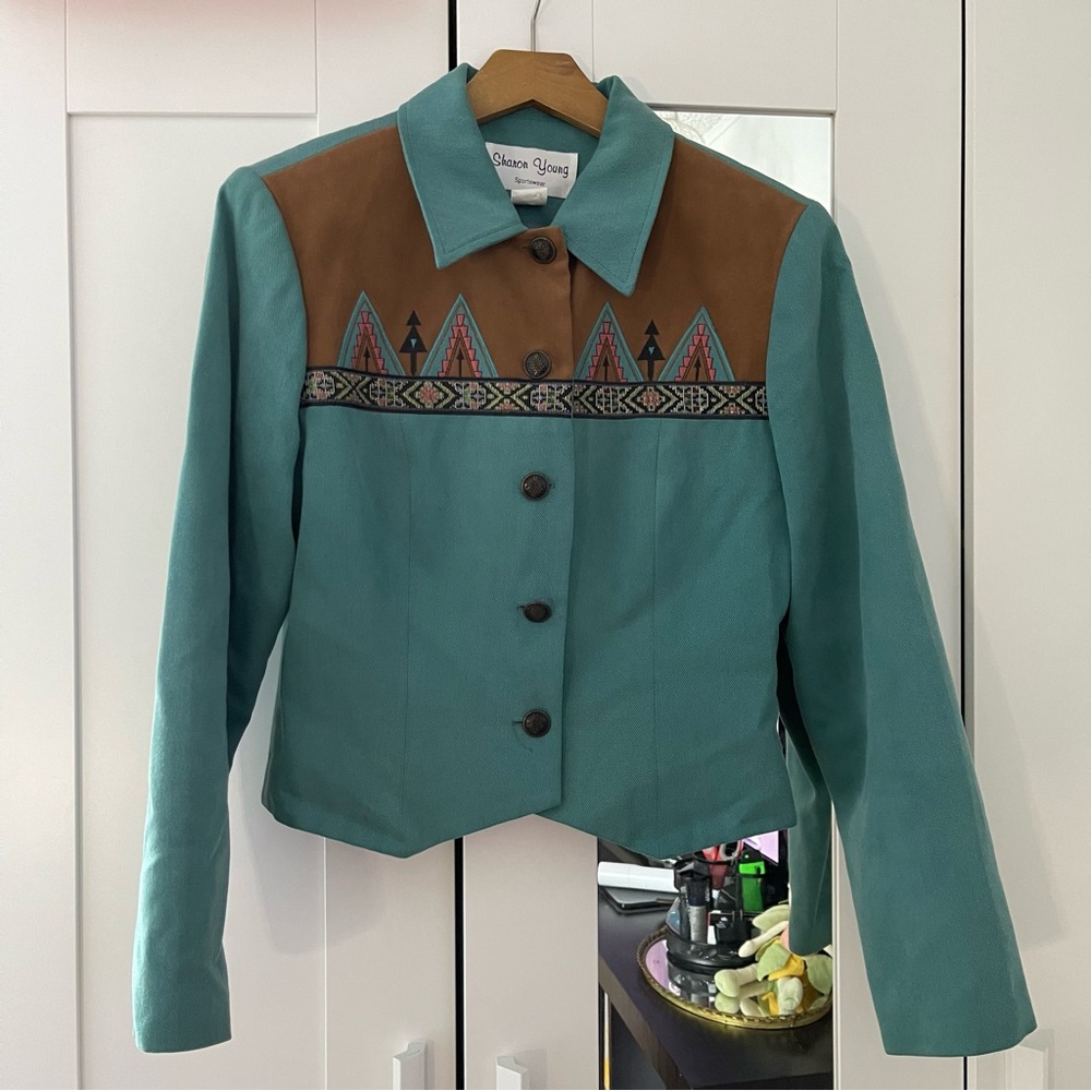 Vintage 90s Sharon Young Southwestern Button Front Blazer
Jacket USA Size S